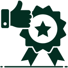 Thumbs up with award ribbon and star.