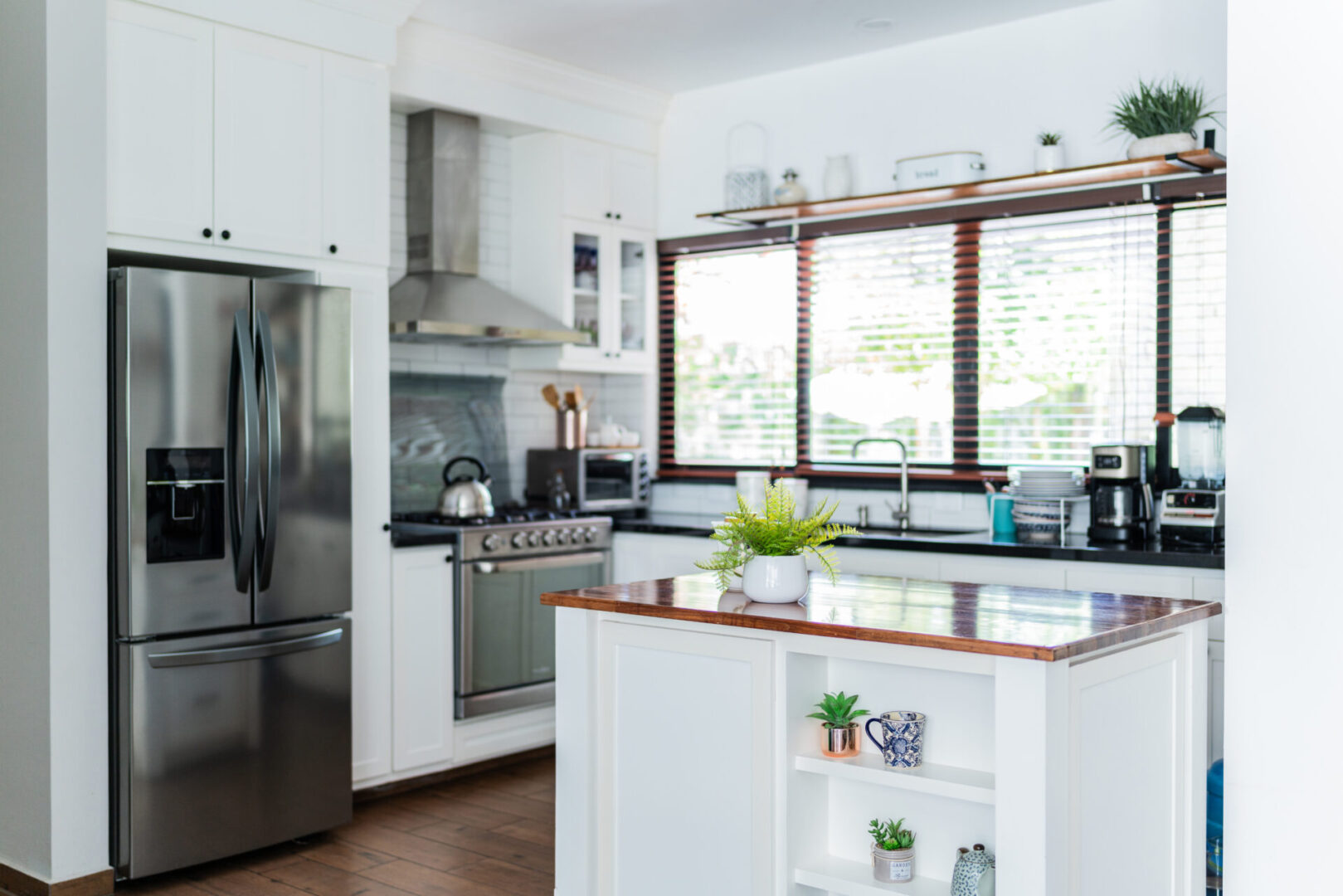 Modern kitchen with stainless steel appliances