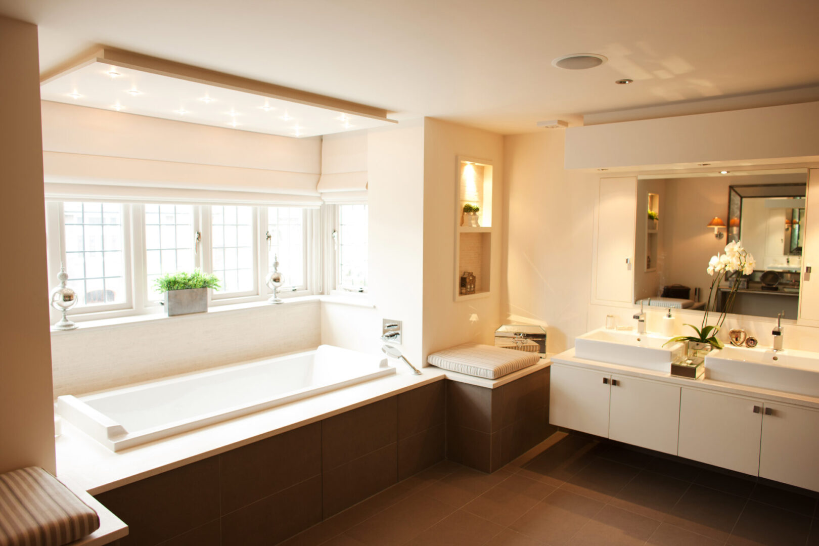 Spacious bathroom with double sinks