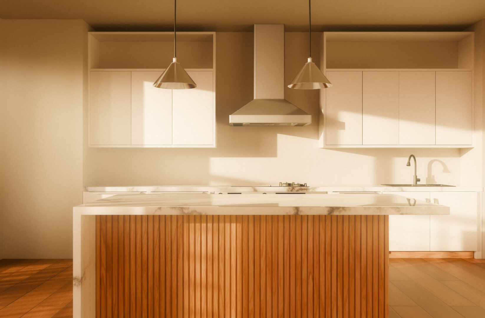 Bright kitchen featuring white cabinets